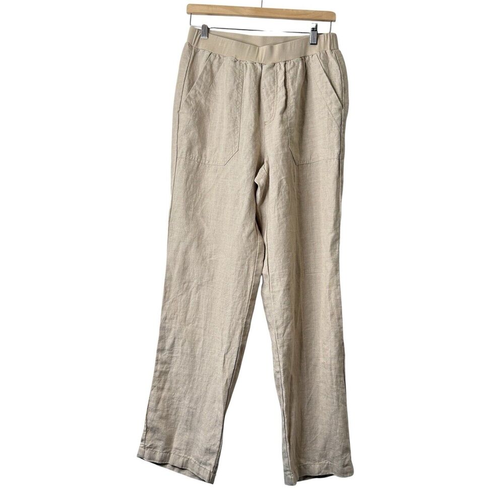 Coldwater Creek 100% Linen Pants Size 8 Pull On Pockets Beachy Coastal Resort